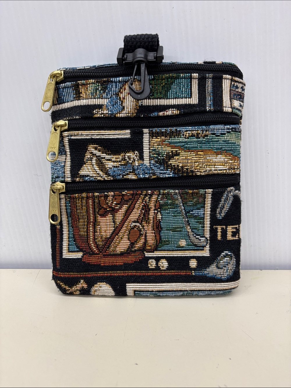 Tapestry Pattern Mini Crossbody Bag in Black Multi